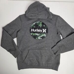Hurley Camo Skater Logo Gray Hoodie Boys Size 14/16